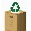 リサイクルマークの付いたダンボール箱のアイコン